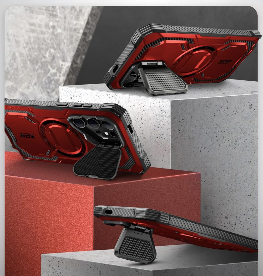 Etui pancerne Supcase i-Blason Armorbox Mag do Galaxy S24 Ultra, czerwone